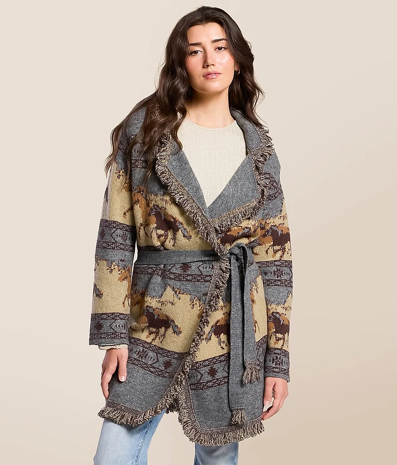 Western Fringe Cardigan Sweater