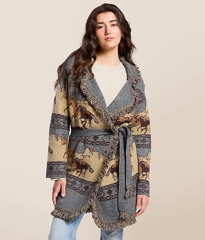 Western Fringe Cardigan Sweater