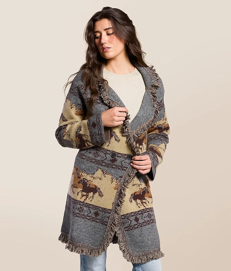 Western Fringe Cardigan Sweater