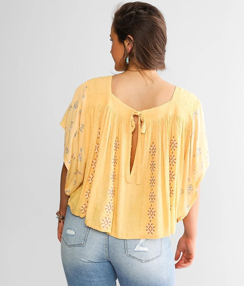 Embroidered Square Neck Top