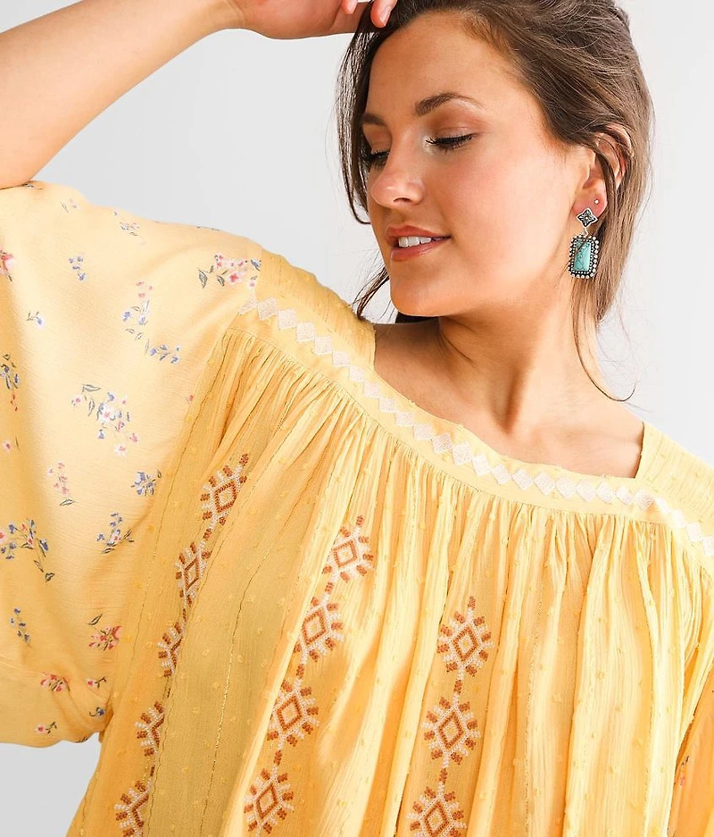 Embroidered Square Neck Top