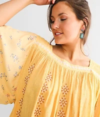 Embroidered Square Neck Top