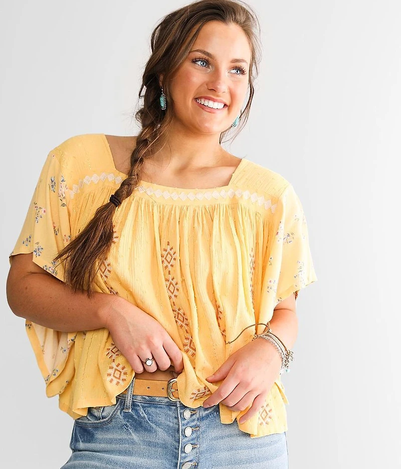 Embroidered Square Neck Top