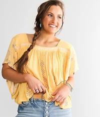Embroidered Square Neck Top