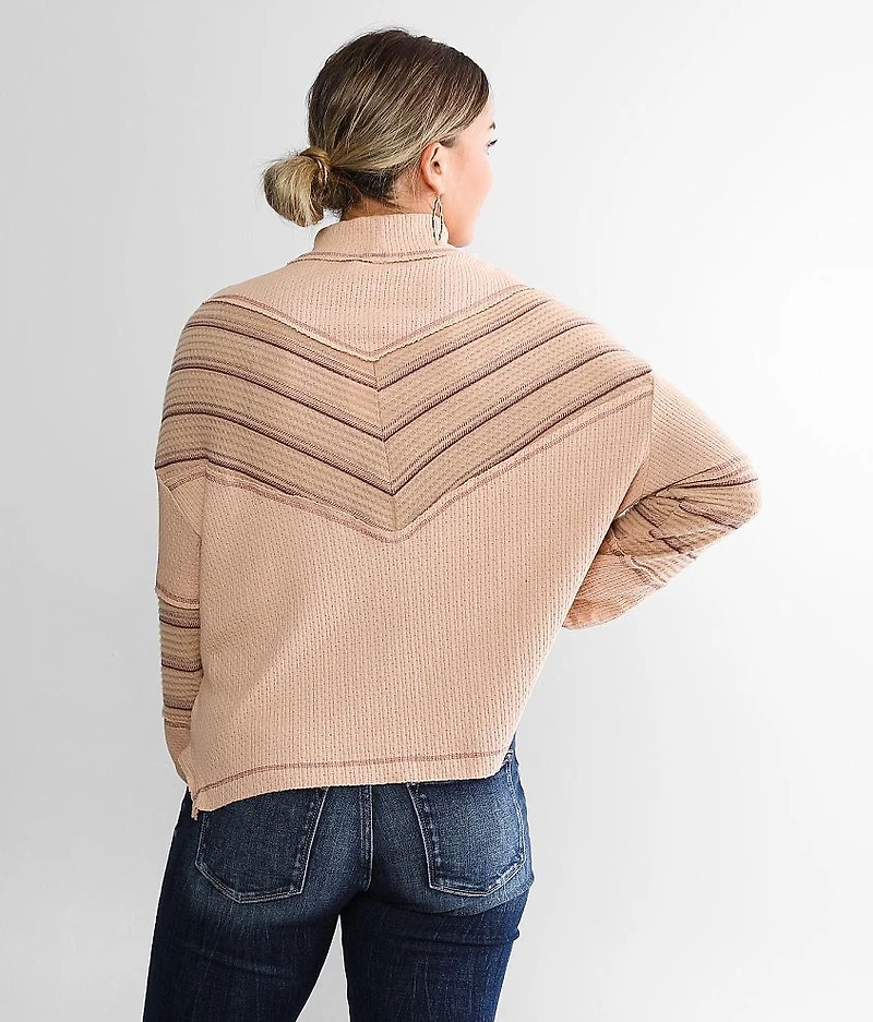 Pieced Waffle Knit Top