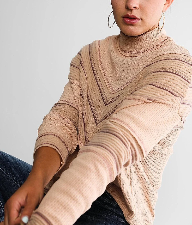 Pieced Waffle Knit Top