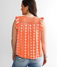 Embroidered Cap Sleeve Blouse