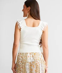 Mesh Ruffle Strap Tank Top