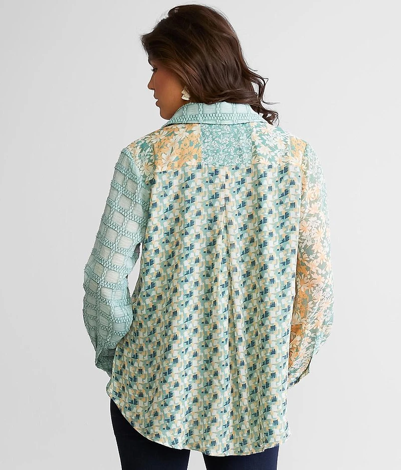 Printed Woven Eyelash Top