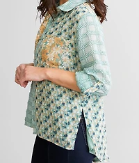 Printed Woven Eyelash Top