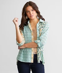 Printed Woven Eyelash Top