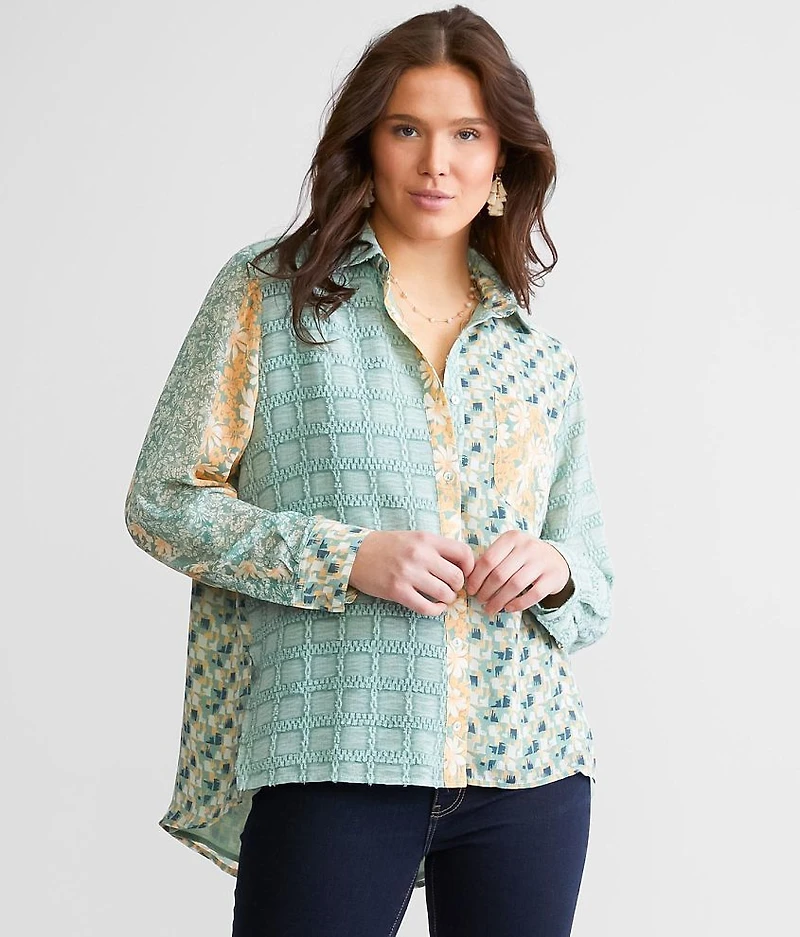 Printed Woven Eyelash Top