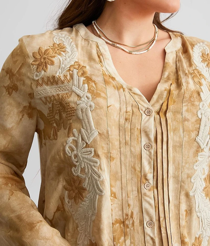 Mixed Media Floral Embroidered Top