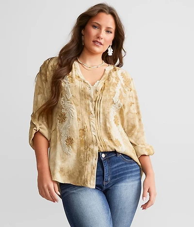Mixed Media Floral Embroidered Top
