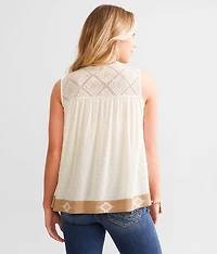 Nubby Floral Embroidered Tank Top