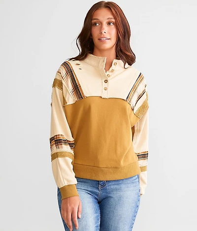 Pieced Henley Pullover
