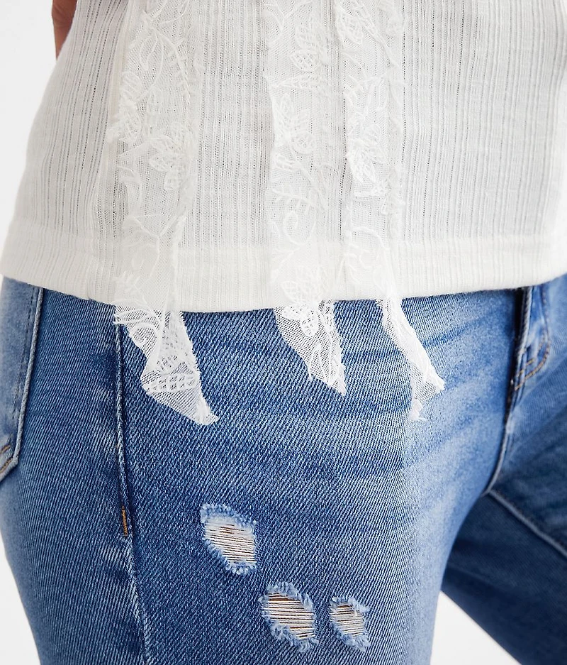 Raw Edge Lace Tank Top