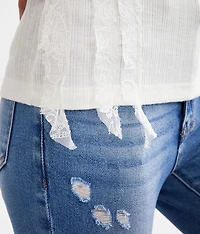 Raw Edge Lace Tank Top