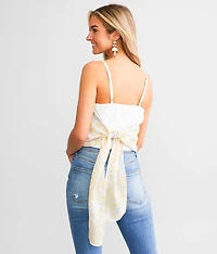 Bandana Floral Back Tie Tank Top
