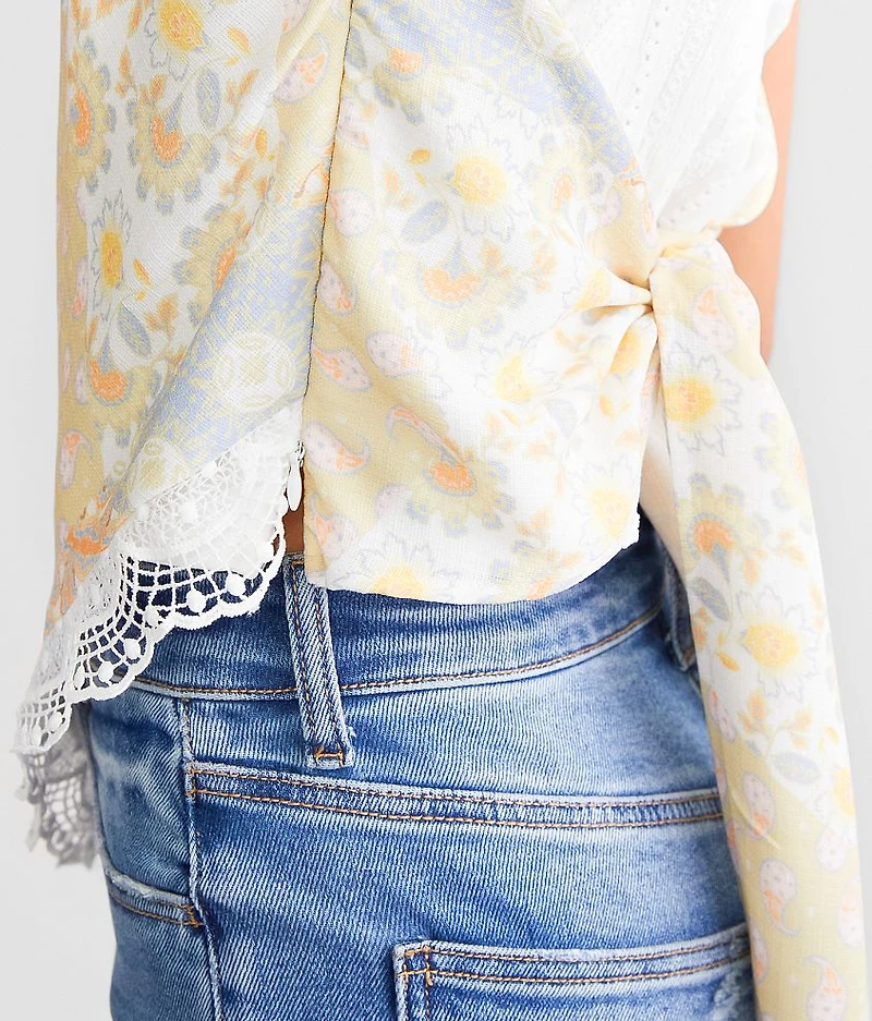 Bandana Floral Back Tie Tank Top