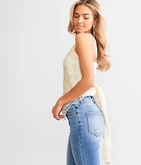 Bandana Floral Back Tie Tank Top