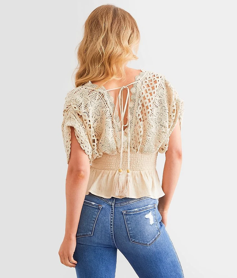 Crochet Lace Peplum Top