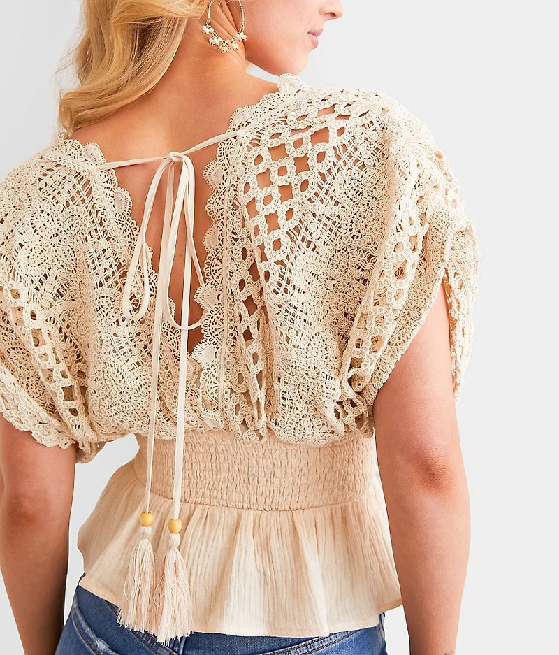 Crochet Lace Peplum Top