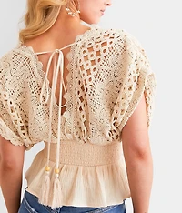 Crochet Lace Peplum Top