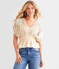 Crochet Lace Peplum Top