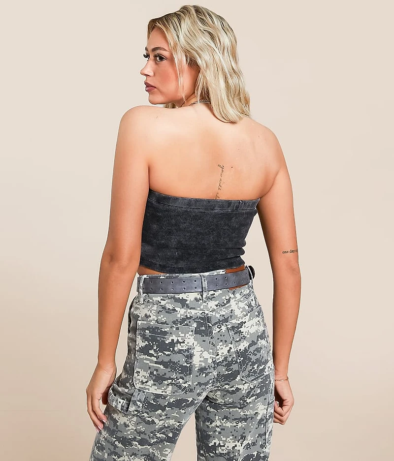 Label Hanky Ribbed Tube Top