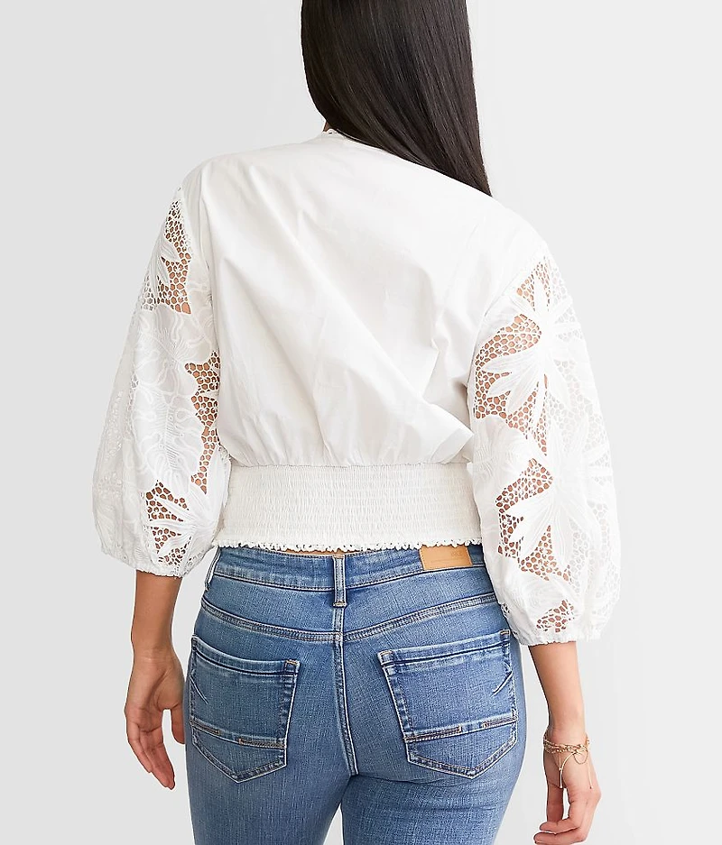 Twisted Surplice Lace Top