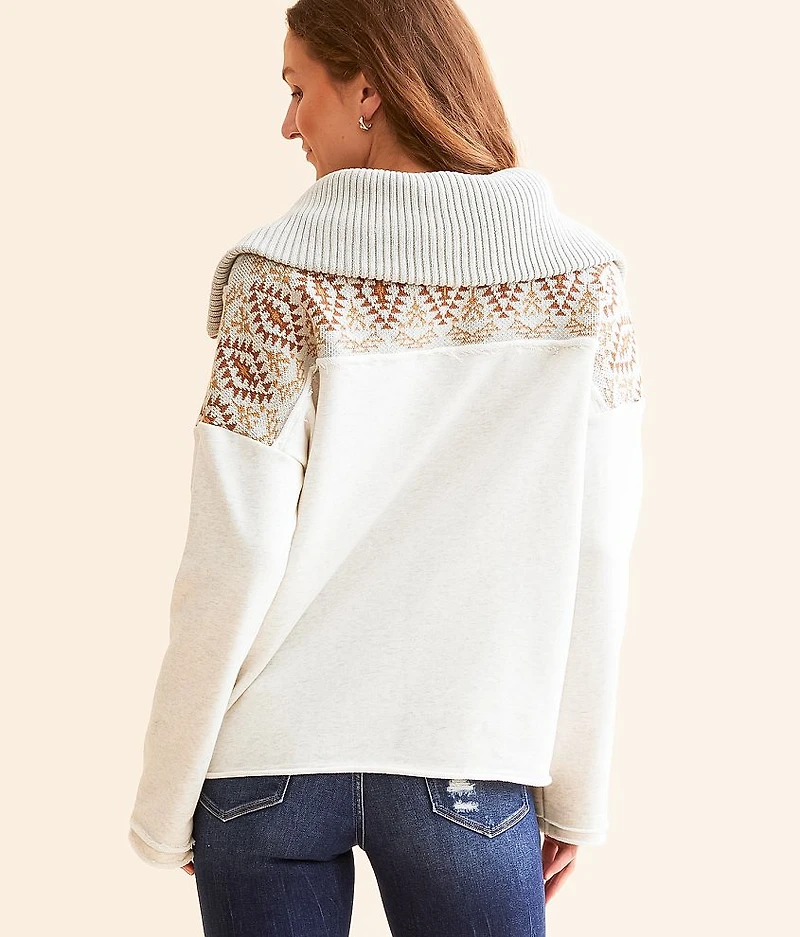 Pieced Quarter Zip Pullover