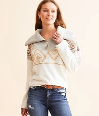 Pieced Quarter Zip Pullover