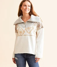 Pieced Quarter Zip Pullover
