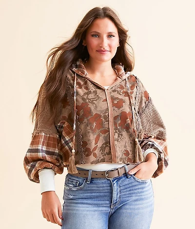 Patchwork Cropped Hoodie