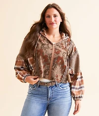Patchwork Cropped Hoodie