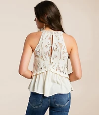 Crochet High Neck Tank Top
