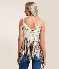 Crochet Fringe Sweater Tank Top