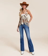 Miss Me Crochet Fringe Sweater Tank Top