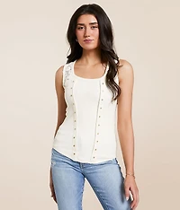 Rhinestone Ribbed Tank Top