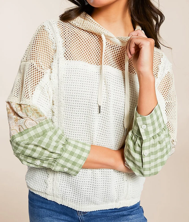 Pieced Crochet Hoodie