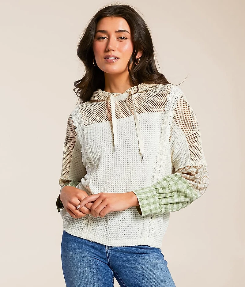 Pieced Crochet Hoodie