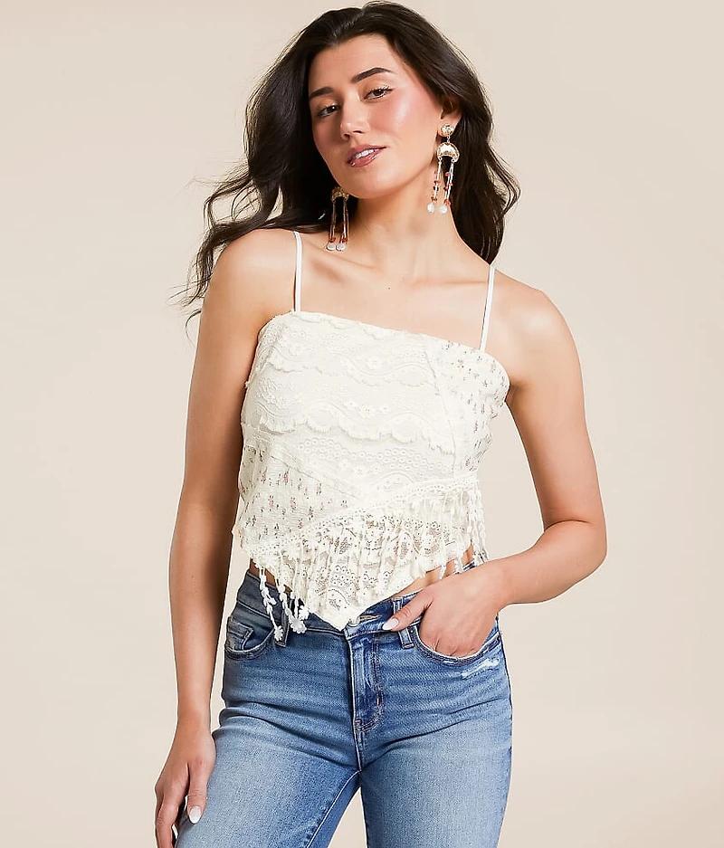 Floral Lace Hanky Tank Top