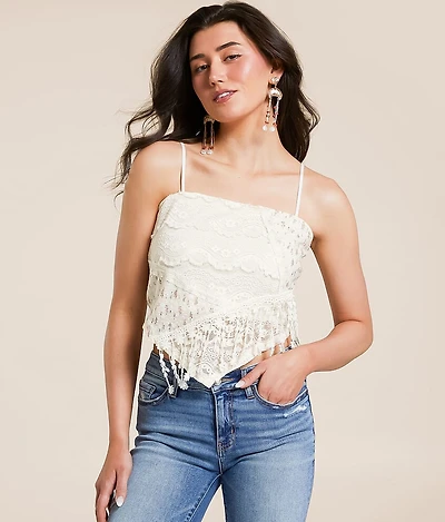 Floral Lace Hanky Tank Top