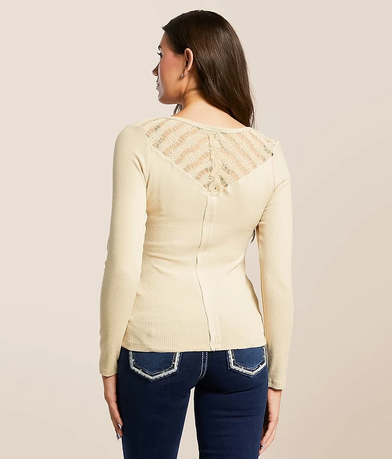 Rhinestone Ribbed Henley