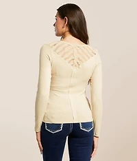 Rhinestone Ribbed Henley
