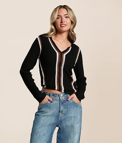 Ribbed Eyelet Top