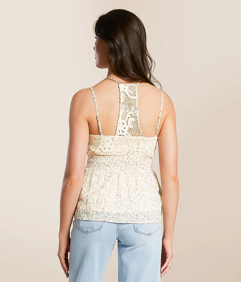Floral Eyelet Tank Top