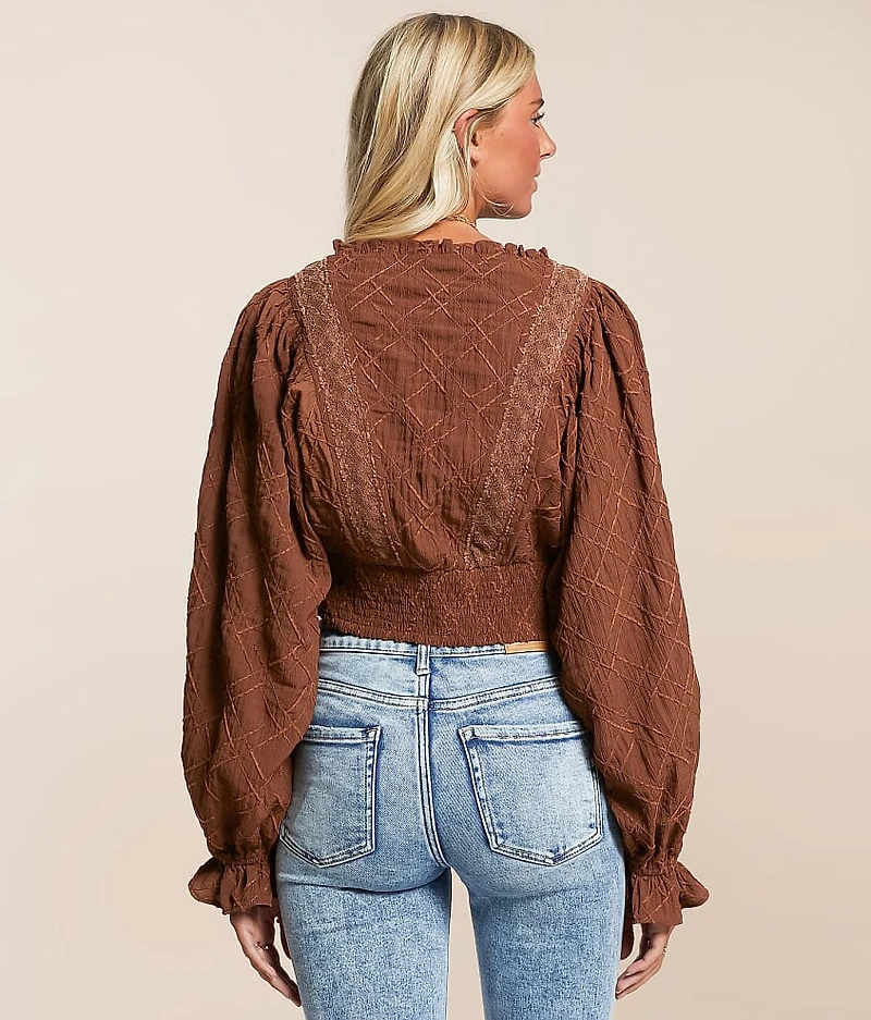Embroidered Ruffle Top