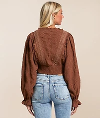 Embroidered Ruffle Top